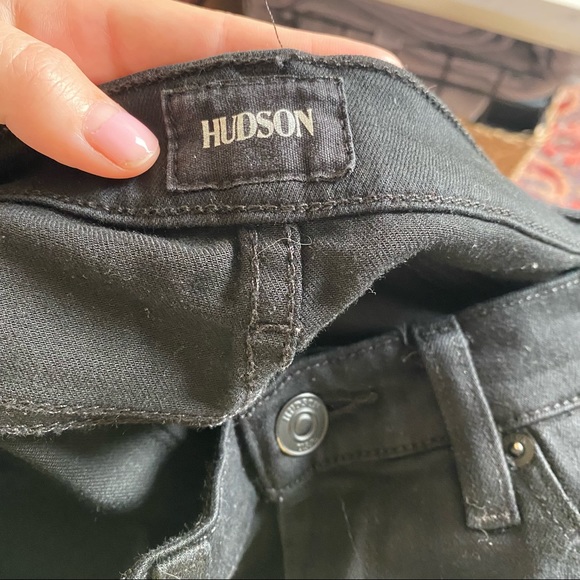 Black, Ripped, Cropped Hudson Skinny Jeans - Picture 6 of 7